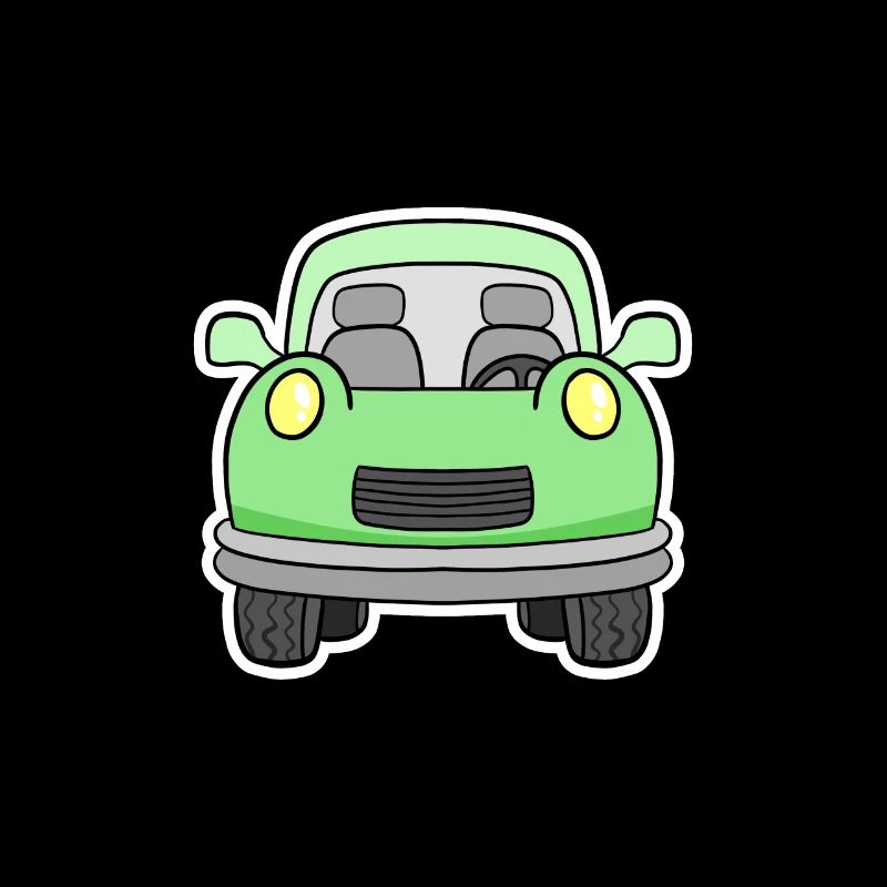 Cheerful green wagon front view