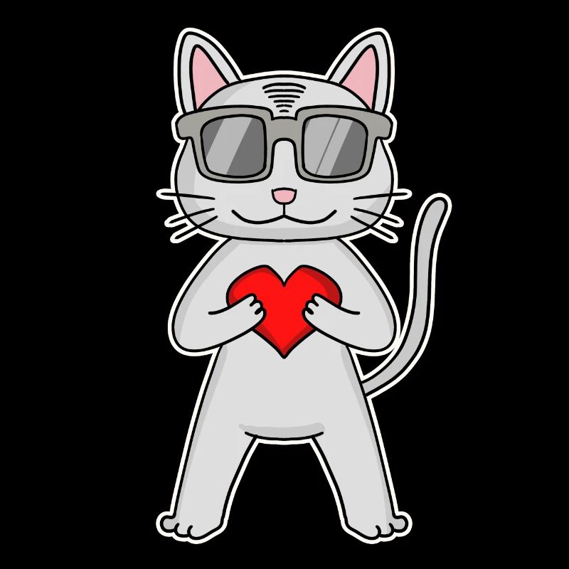 Katze mit Herz und Brille - Devon Rex