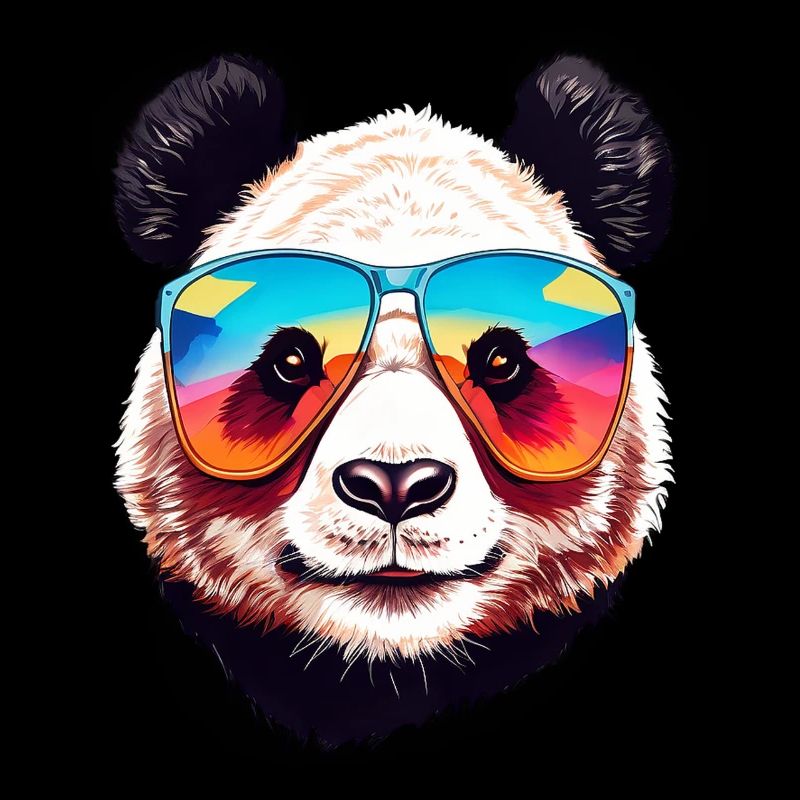 Cooler Panda Bär Kopf mit Sonnenbrille