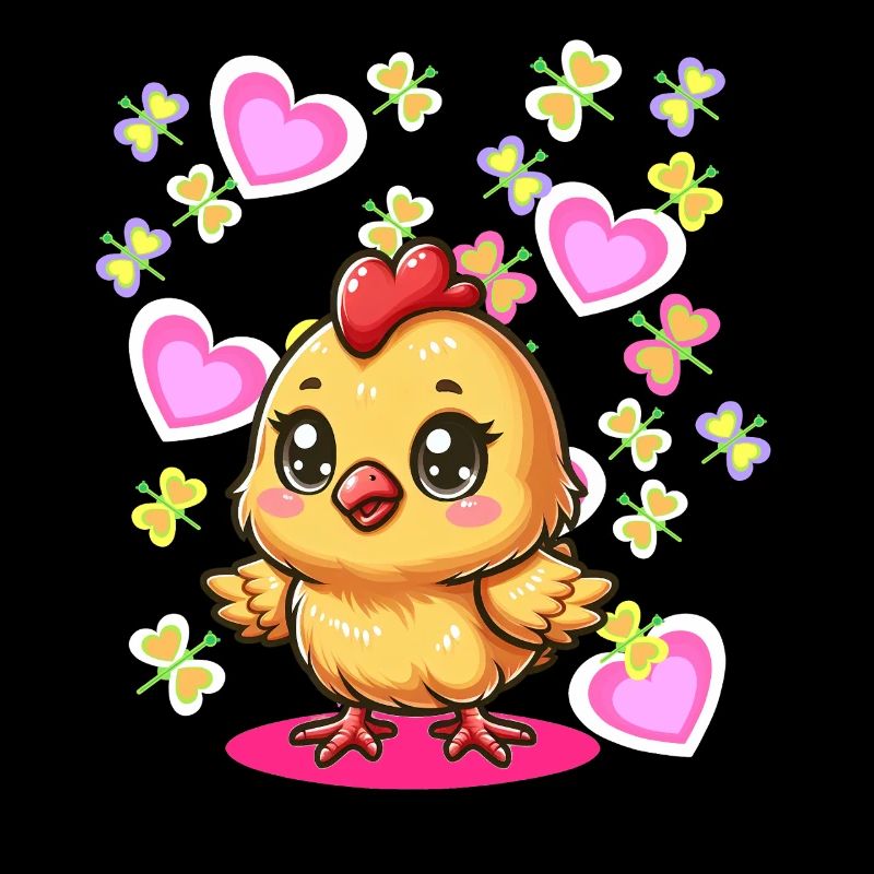 Spring Easter Chick Kids Child Chicken Heart