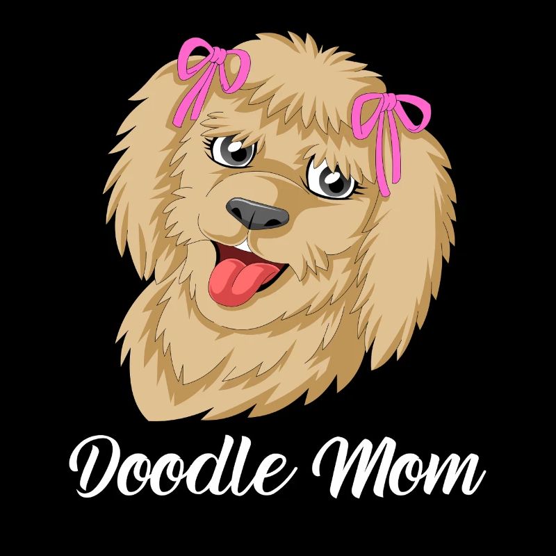 Mignon Caniche Doodle avec arcs Golden Doodle Mom