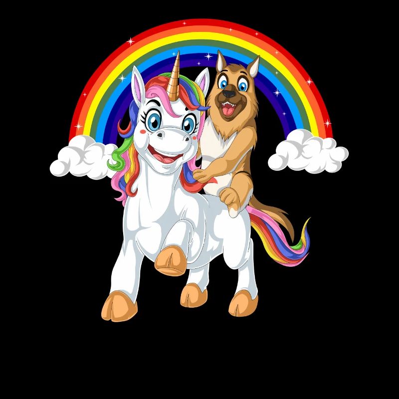Deutscher Schäferhund auf Einhorn