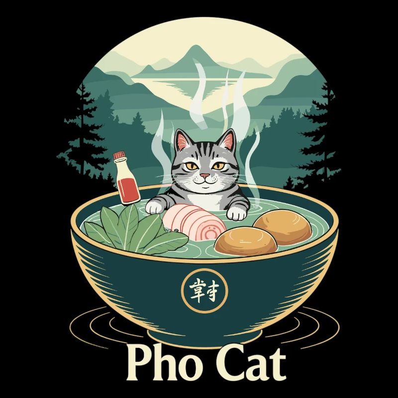 Pho Cat dans une tasse de ramen