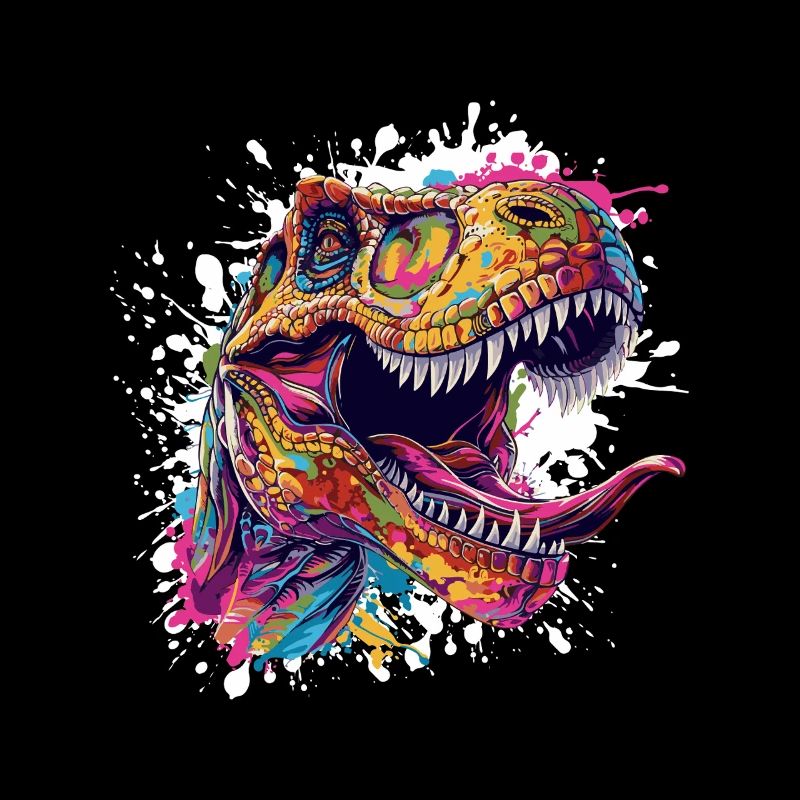 Colorful T-Rex Head Splash
