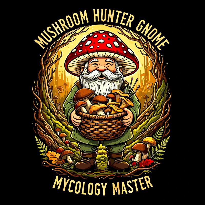 Mushroom Hunter Gnome | Mushroom Picker Mycology Master