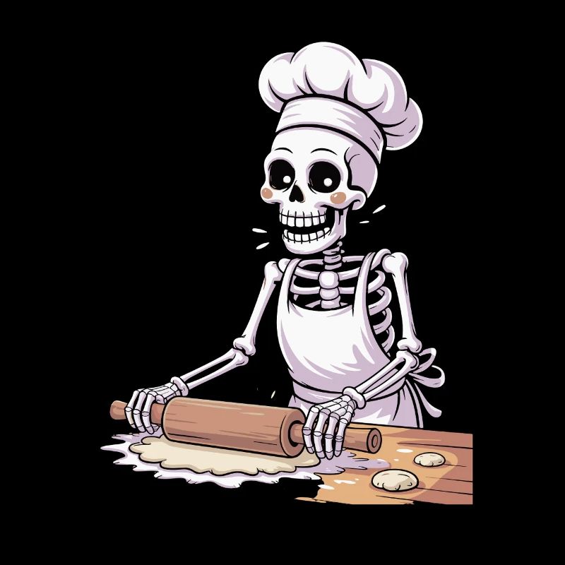 Skeleton Baker Funny Cooking Motif