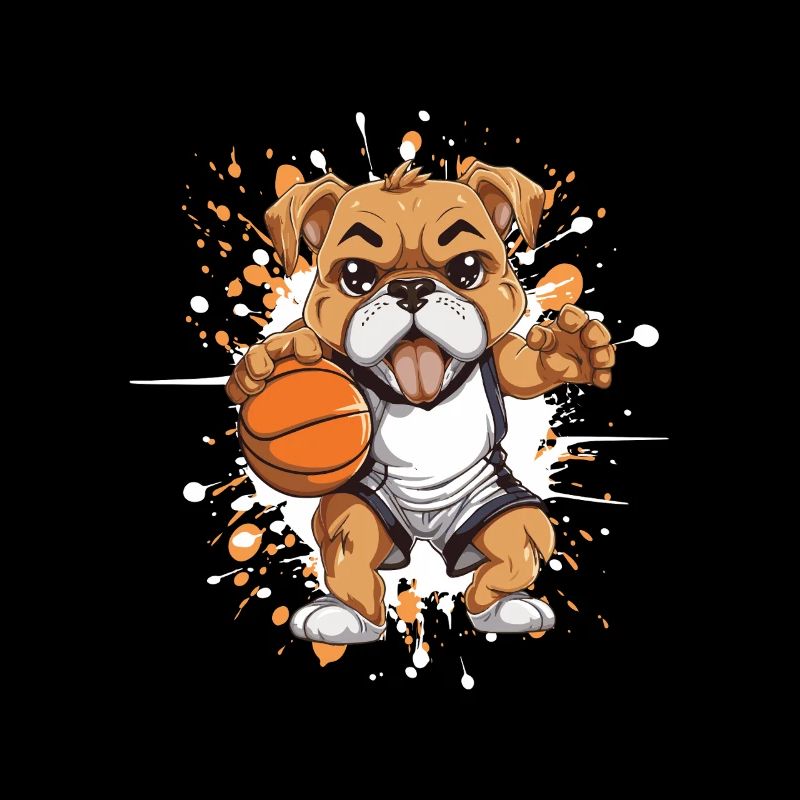 Bouledogue de basket-ball dans le style comique