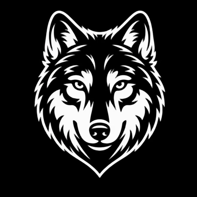 Minimalist Wolf Head Line Art Design