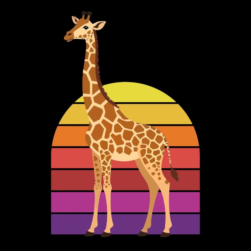 Retro Giraffe Vintage Sunset