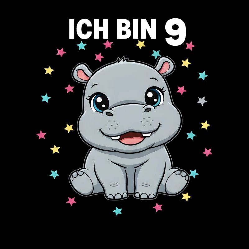 Ich bin 9 - Süßes Nilpferd zum 9. Geburtstag