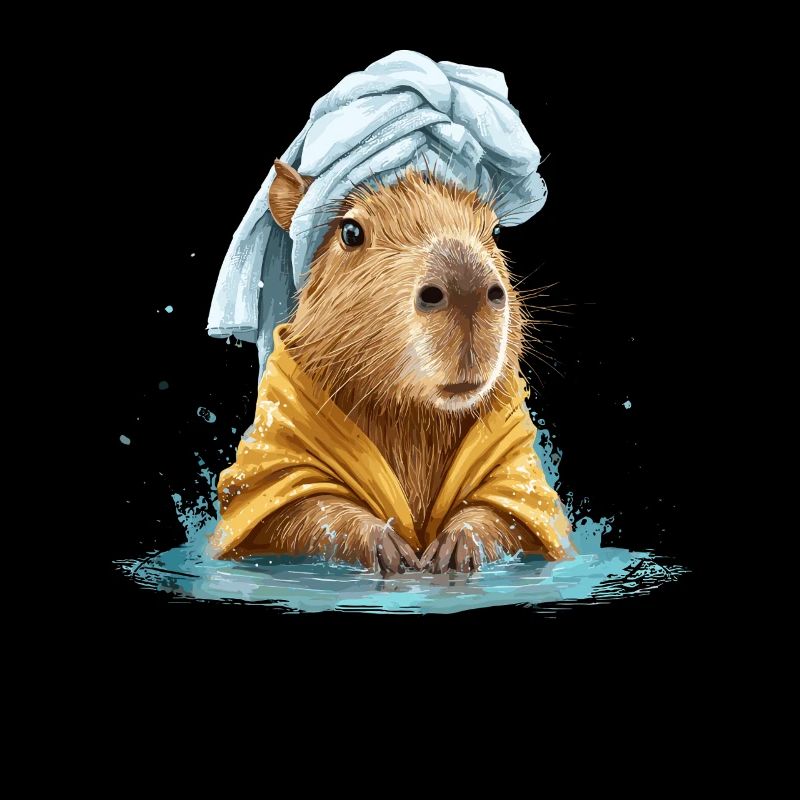 Kapybara en serviette de bain et peignoir