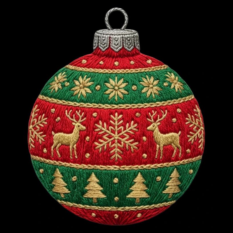 Gestickte Weihnachtskugel – Ornament (gedruckt) minimal