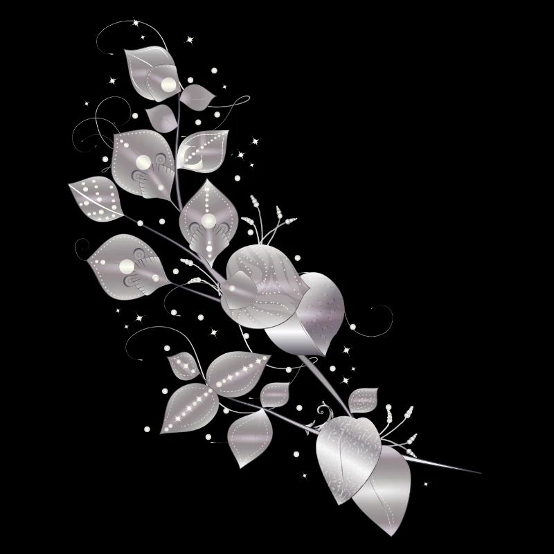 noble leaf tendrils in metallic silver look