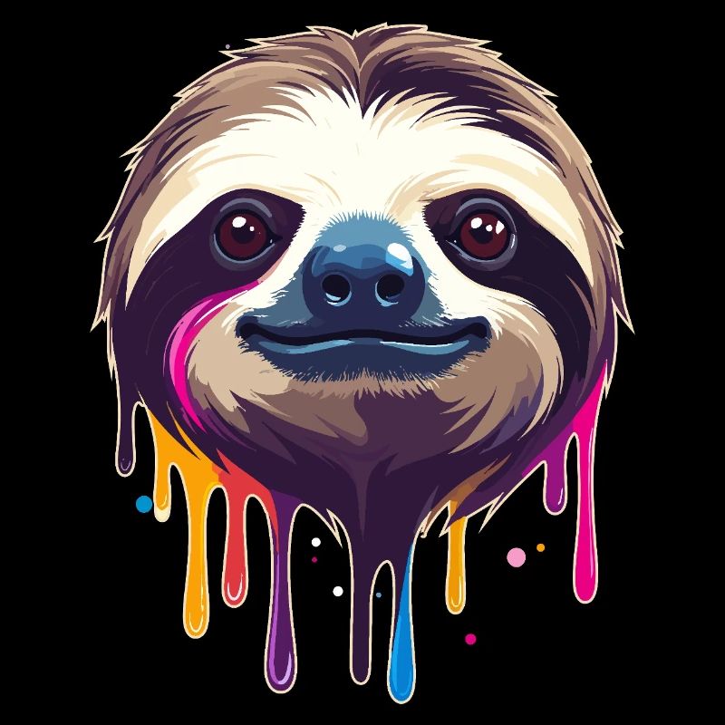 Sloth Neon Color Drop Illustration