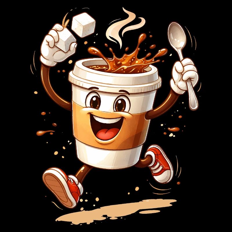 Illustration drôle de comic de tasse à café