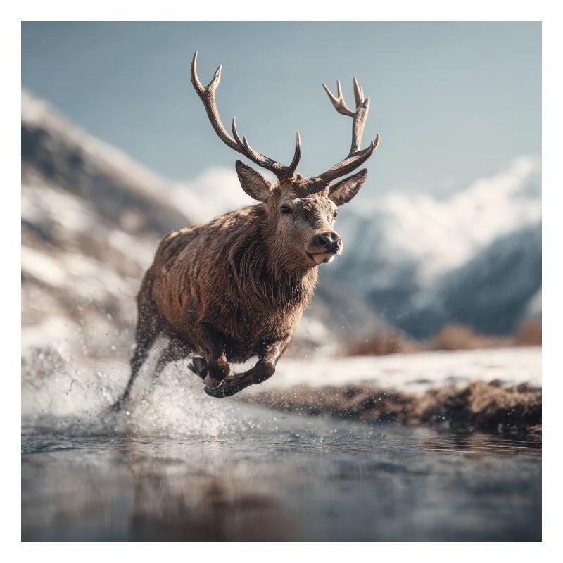 Springender Hirsch in den Alpen