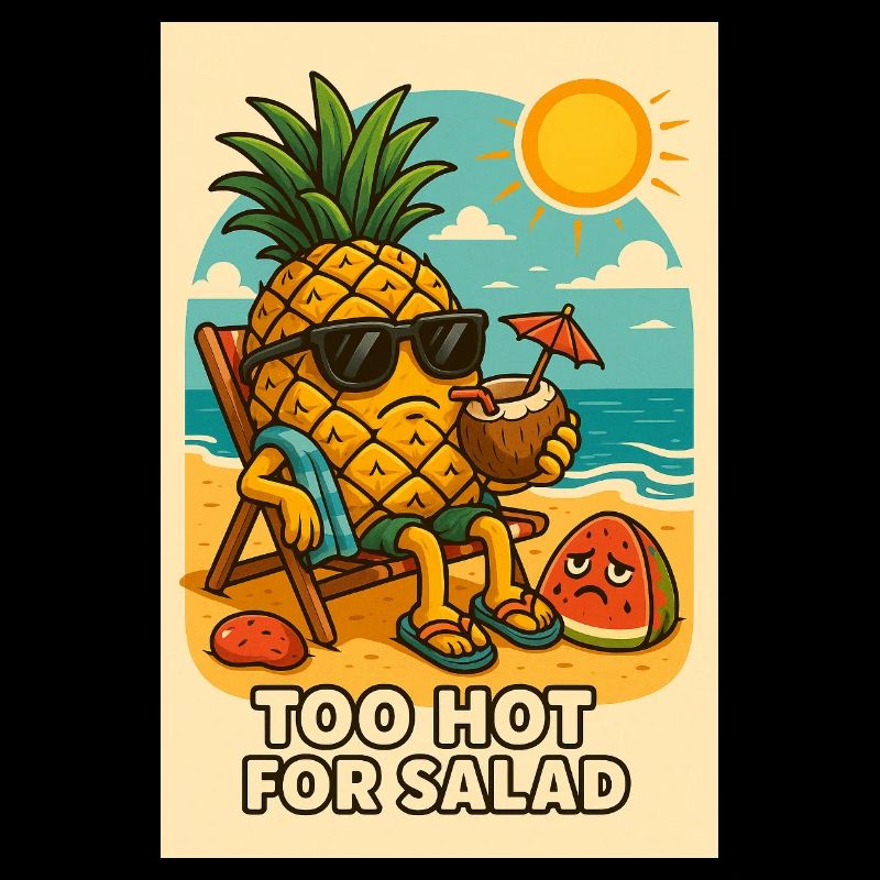Pineapple with sunglasses on the beach