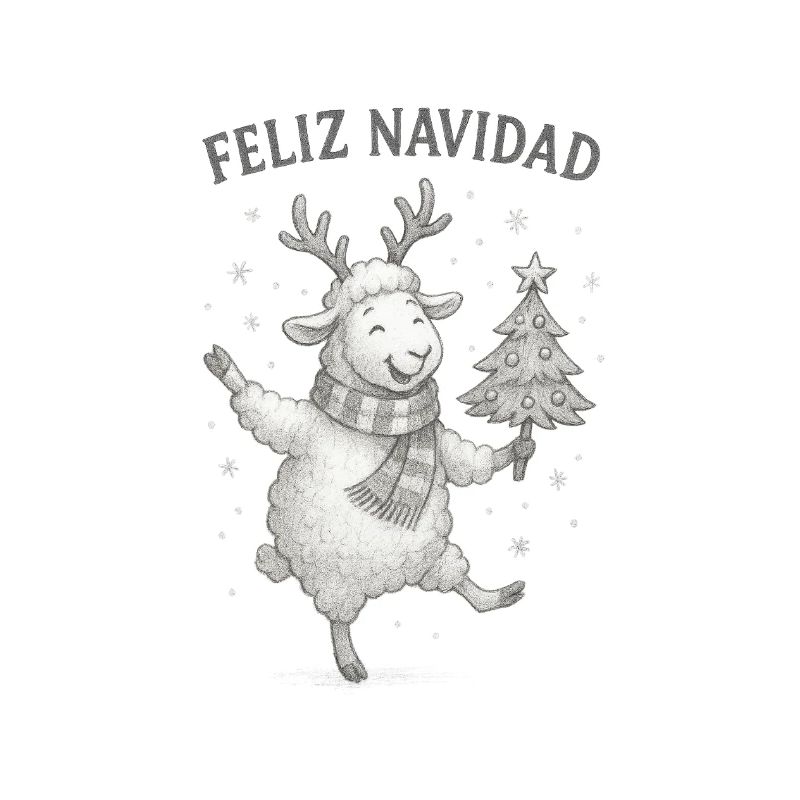 Feliz Navidad Sheep with Christmas Tree