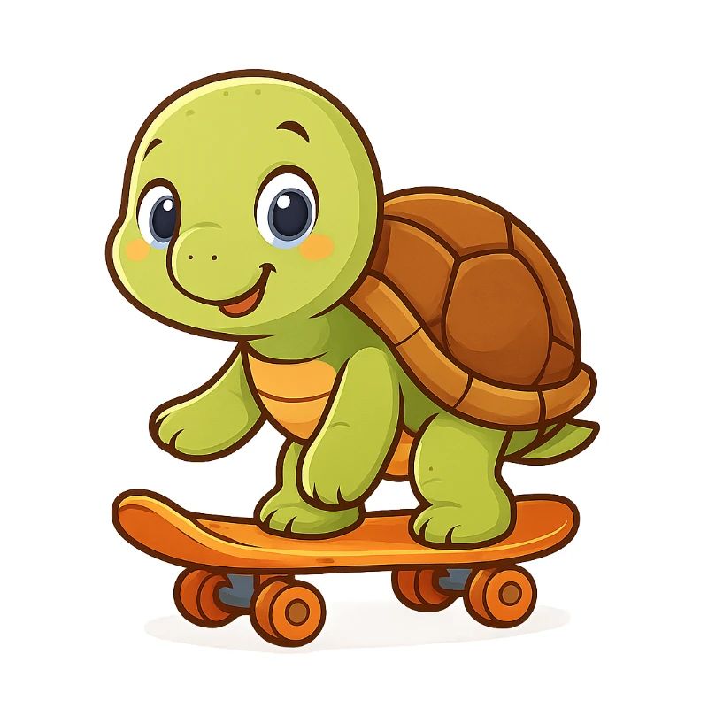 Cute turtle on skateboard