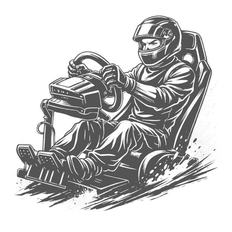 Simracer im Comic-Ink Stil in Action