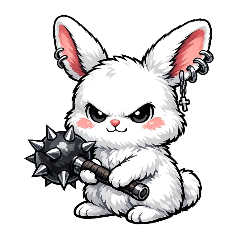 Lapin câlin avec marteau à pointes