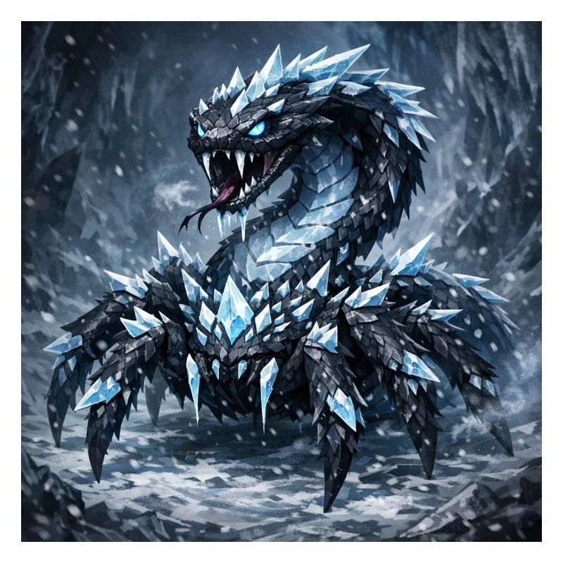Dragon de Cristal dans une tempête de glace