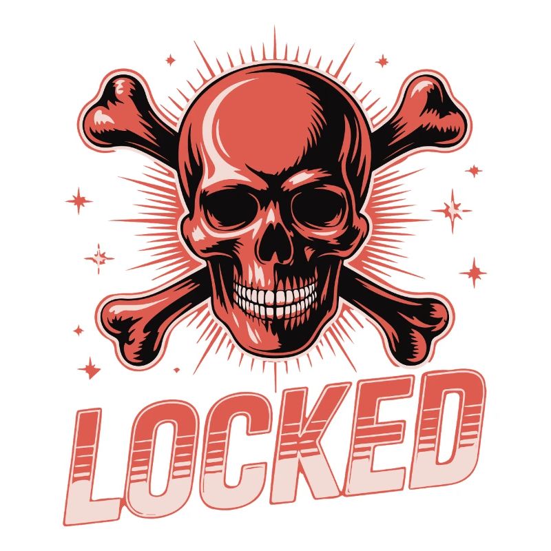Bold Skull Crossbones with Locked Text