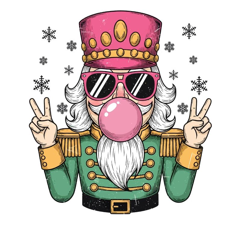 Nutcracker blows chewing gum