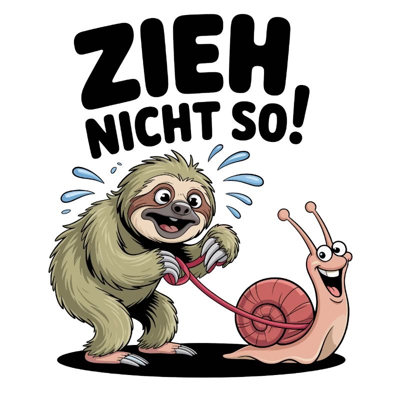 Sloth Snail Saying, Don't Pull Like That