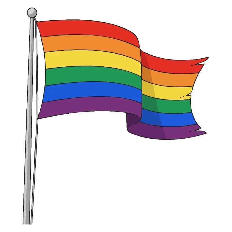 Rainbow flag curvy tracks