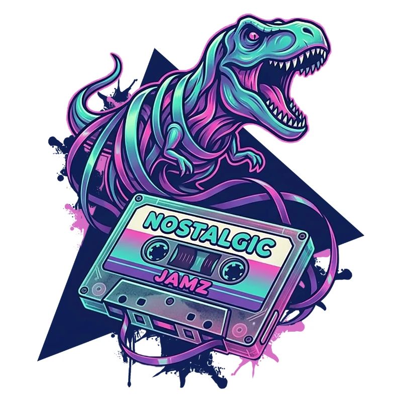 Dinosaur Nostalgic Neon Cassette 80s/90s