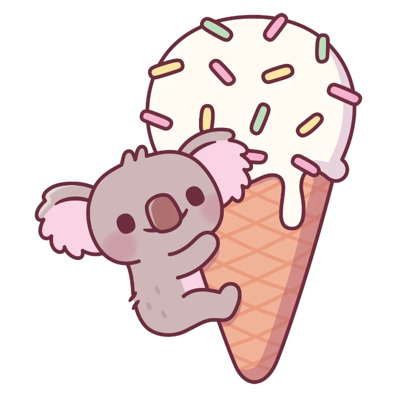 Drôle de koala s’accrochant à un cornet de crème glacée
