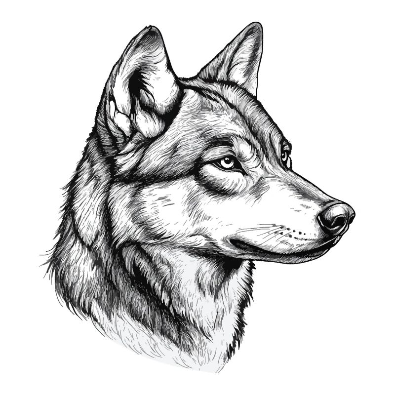 Wolf Wolf Head Black White Drawn Art