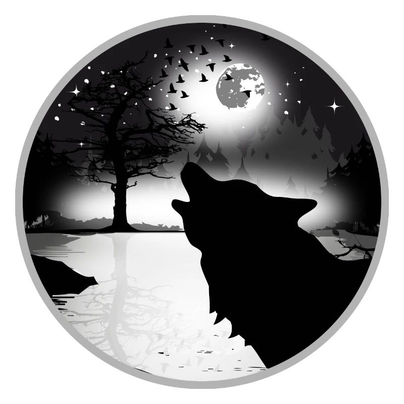 howling wolf at night at full moon