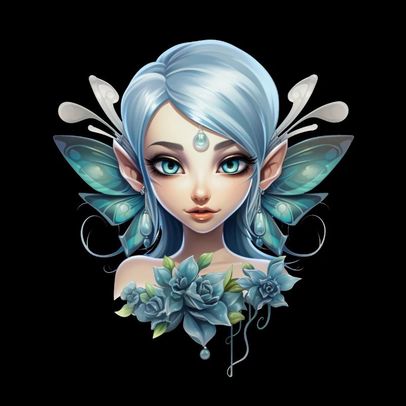 Blumen Fee mit Edelstein – Fantasy Design