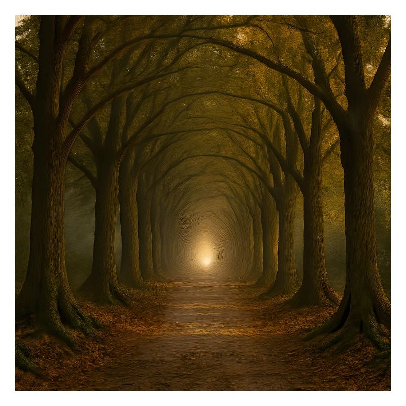 Mystical tree path in the autumn light