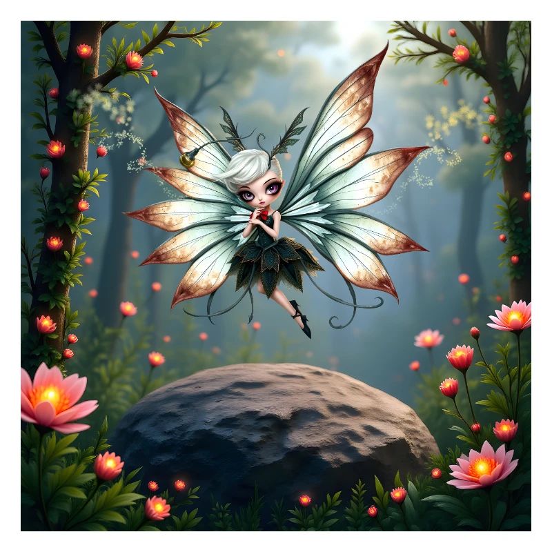 Libellule fée dans la forêt florale