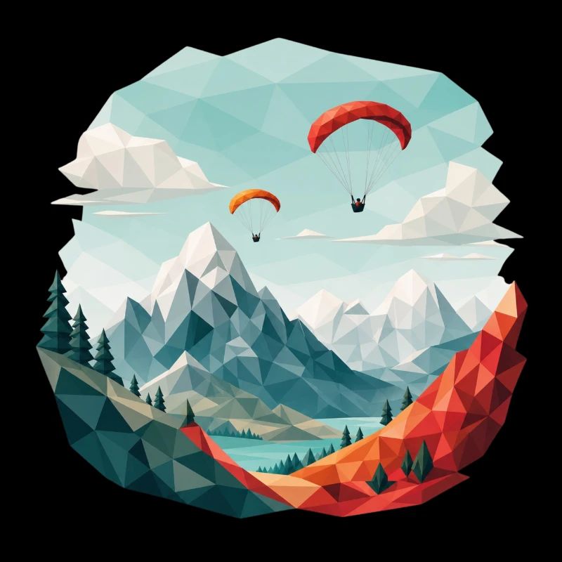 Paragliding Berglandschaft Polygonkunst