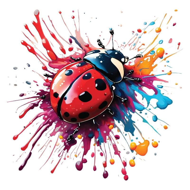 Colorful Ladybug Design, No Text