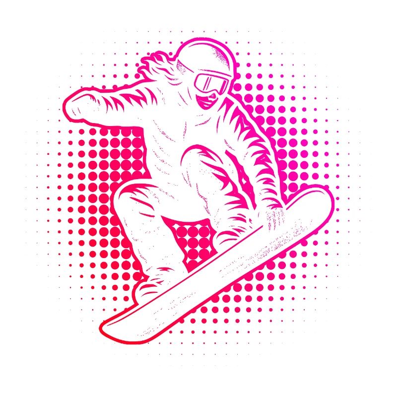 Neon Snowboarder Halftone Style