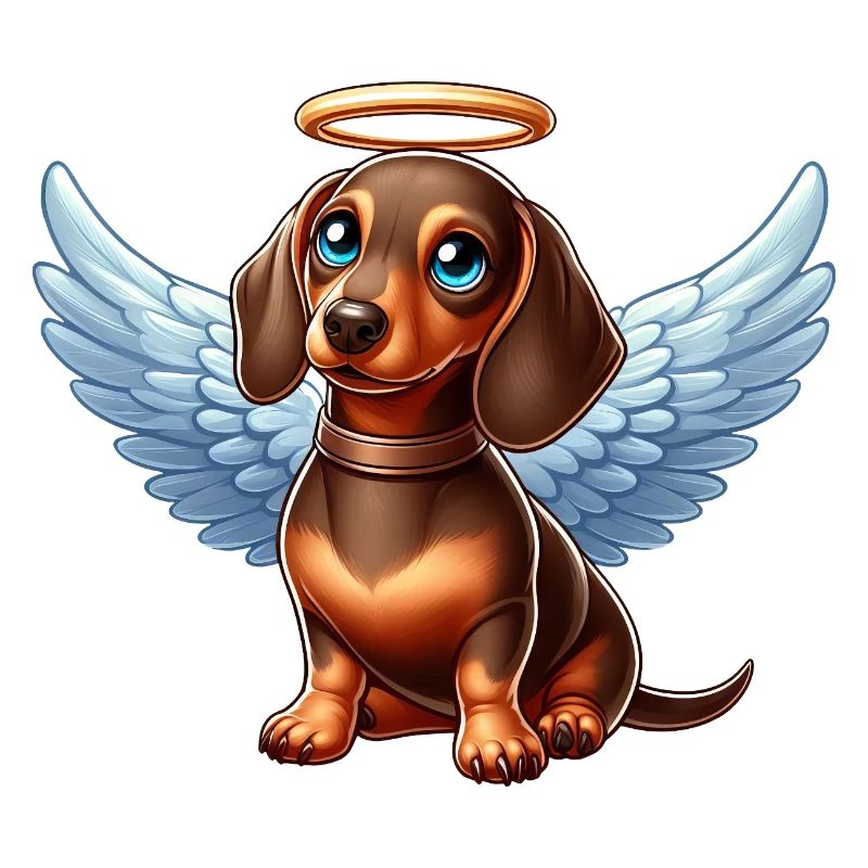 Ange teckel mignon avec des ailes chien de dessin animé