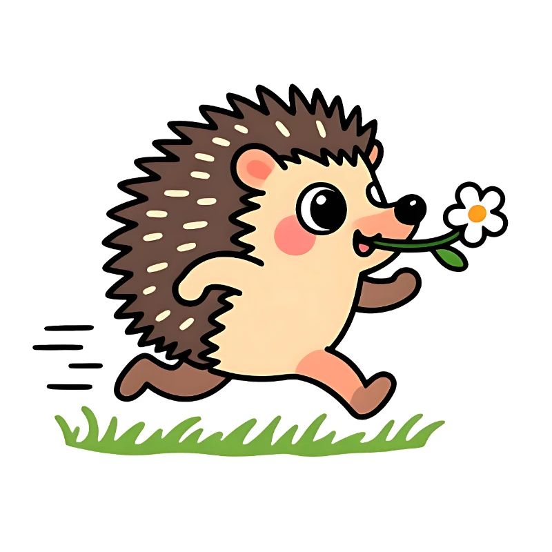 Hérisson avec une fleur