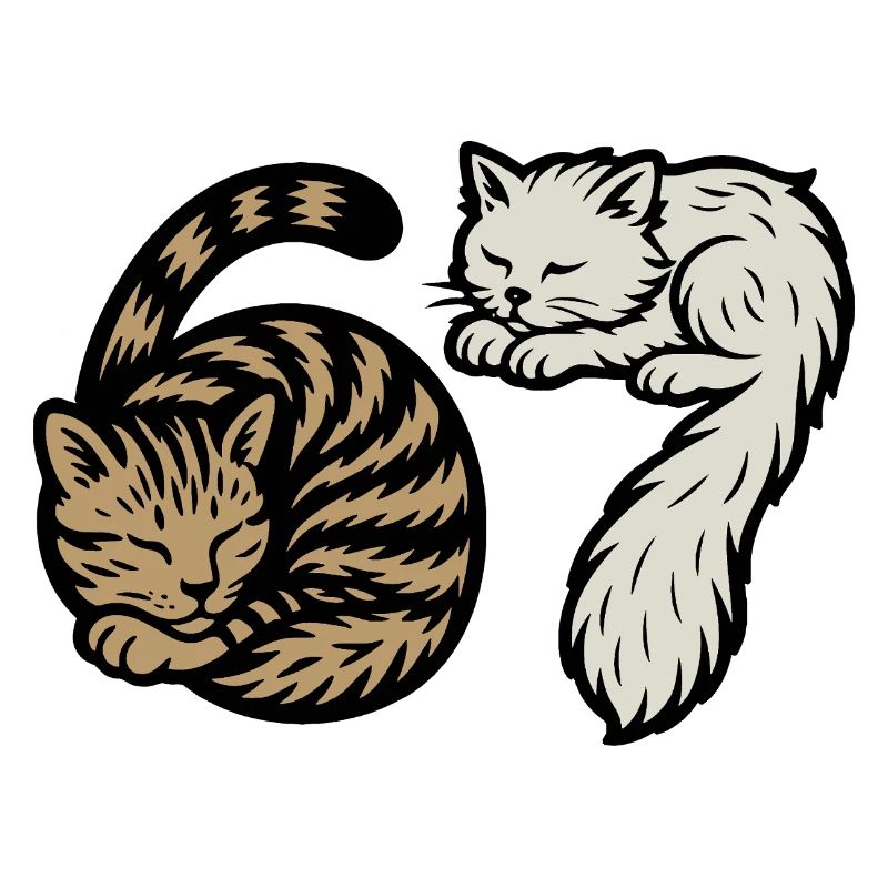 Sleeping 'Six Seven' cats