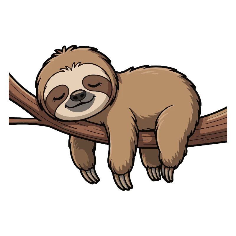 Sleeping sloth on branch