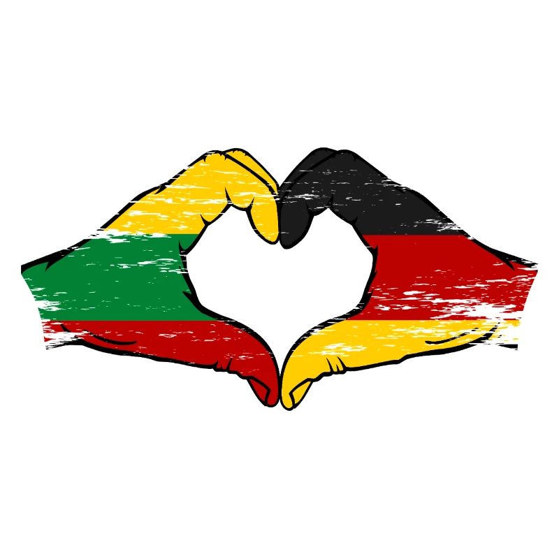 Lithuania Germany flag hands heart shape used
