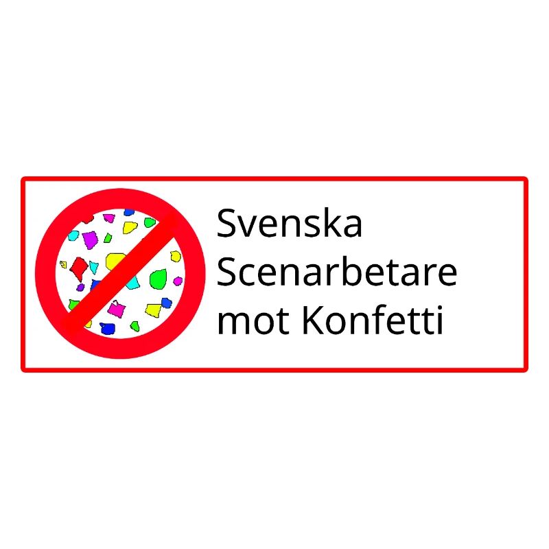 Swedish stage workers against confetti, white background