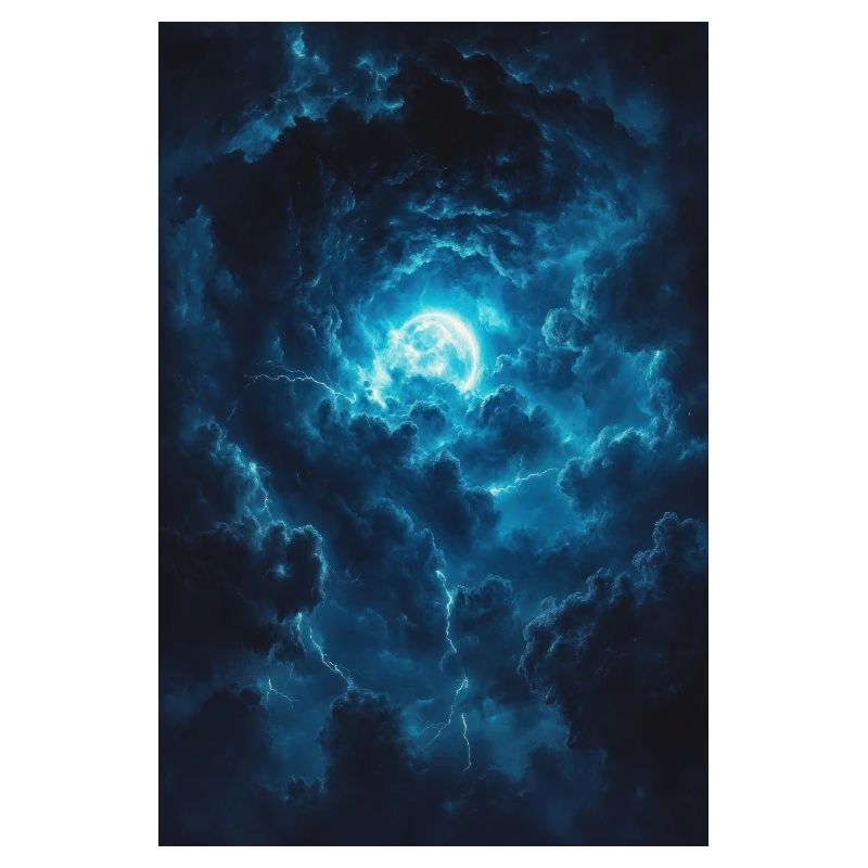 Blue Sky with Moon in Stormy
