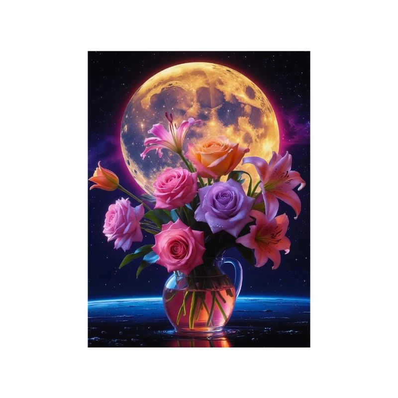 Celestial Bloom Under Full Moon