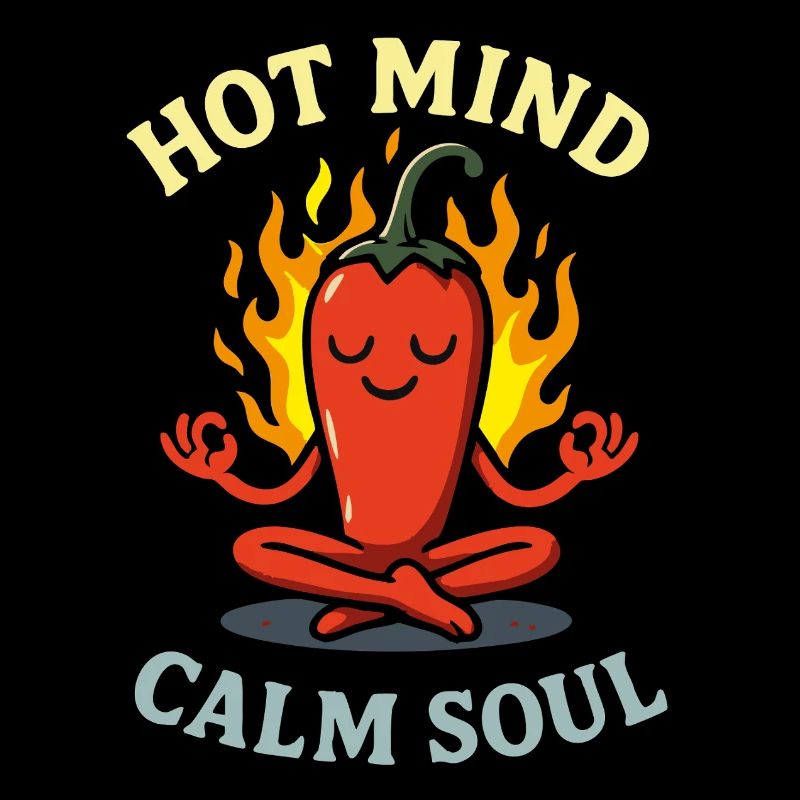 Hot Mind Calm Soul – Funny Chili Comic Design