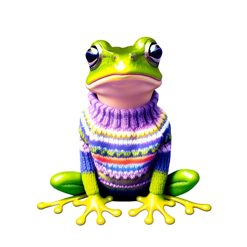 Kleiner Regenbogenfrosch mit Norweger-Pullover